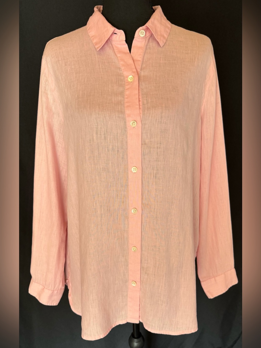 J.Jill Love Linen Pink Button Down Shirt Lightweight Relaxed Small